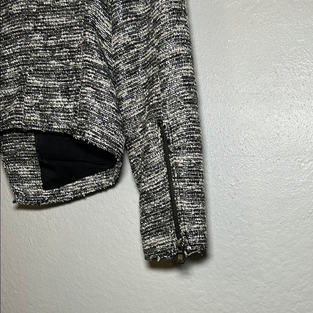 Zara Black and Gray Blazer with Textured Tweed Design - Picture 7 of 8